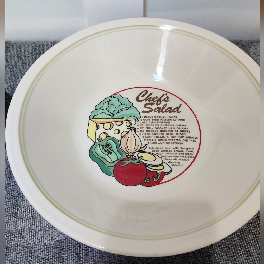 Vintage Chef's Salad Vintage Ceramic Bowl 11.5'